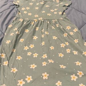 Wonder Nation Green Dress with White and Yellow Floral Pattern